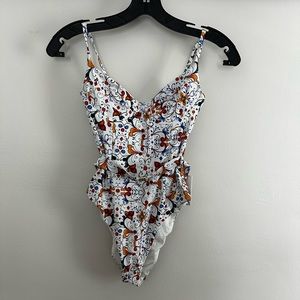 BRAND NEW! Victoria Secret multi color print one piece swimsuit with belt!